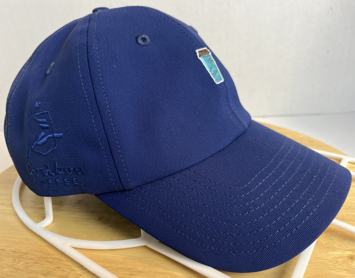 Caribou Coffee Navy Blue Embroidered Logo Adjustable Trucker Cap