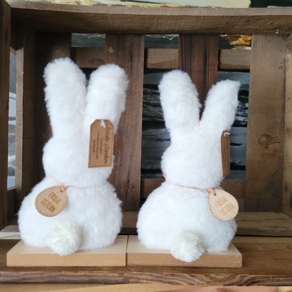 2 X Weiß Osterhasen PlüSch Fake Fell Hase 17Cm Figur Osterdekoration Ostern Deko-image