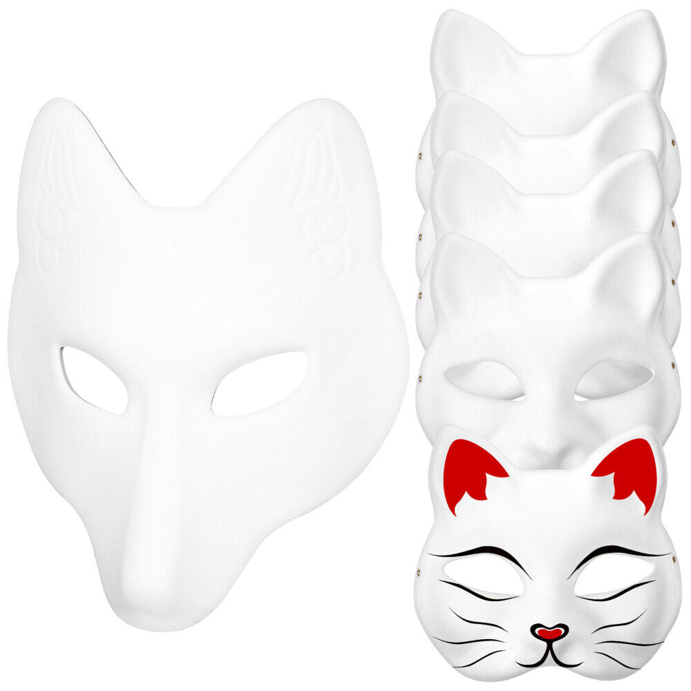 5 Pcs fox masks Cat Mask Therian Mask Hand-painted Mask Mask Adults Mask  Kids