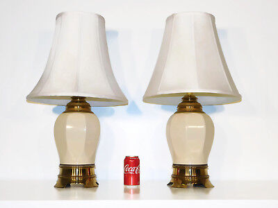 Pr Vintage Stiffel Footed Painted Brass, Brass Ginger Jar Table Lamps