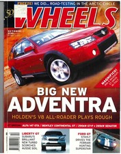 WHEELS car Magazine October 2003 Holden Adventra FPV Falcon HSV Senator BWM X5