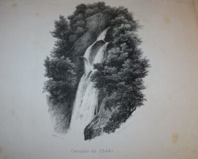 Louis VILLENEUVE (1796-1842) LITHO CASCADE CHEDDE MONT BLANC HAUTE SAVOIE 1827