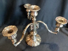 Antique Gorham Victorian Baroque Repousse Silverplate 3 Arm Candelabra