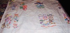 Quilt Baby/Lap Hand Embroidered Multi Colors w/20 Panels 41 X 54