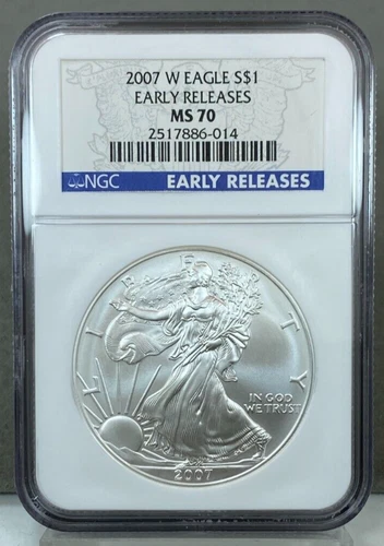 2007 W Burnished American Silver Eagle ~ NGC MS70 Early Releases