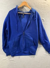 True Rock Hoodie Men's Medium Blue Fleece Lined Full Zip Long Sleeve Performance