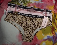 3 NEW JUICY COUTURE JC4467 3PKBJ MF LOGO WAIST NO PANTY LINES BIKINI PANTIES M