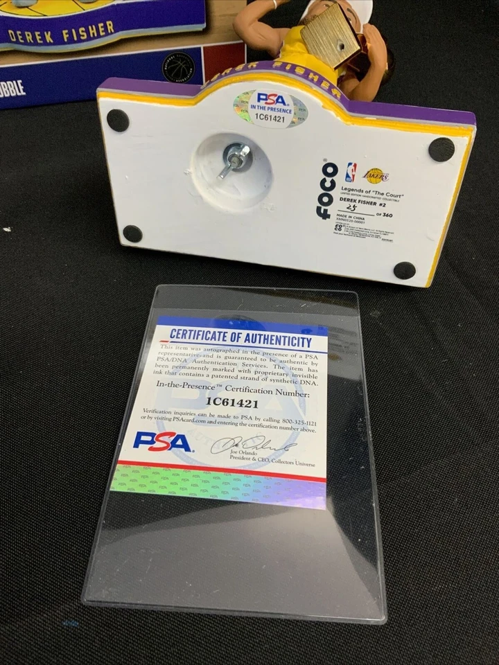 Derek Fisher signed Lakers 5x Champion limited exclusive FOCO bobblehead PSA - Image 2 of 4