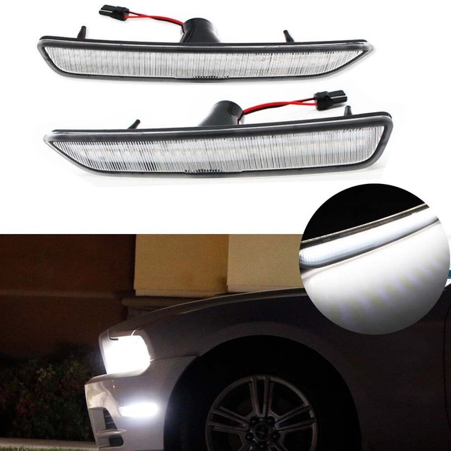 For 2010 2011 2012 2013 2014 Ford Mustang Clear Lens White LED Front Side Marker eBay