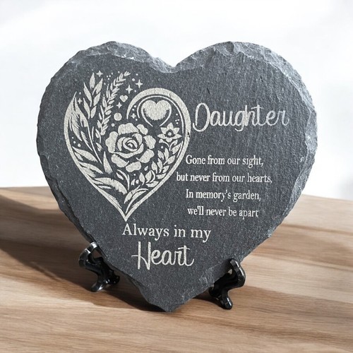 Memorial plaque Slate heart Remembrance stone Cross plaque Rose memorial Grave - Picture 87 of 90