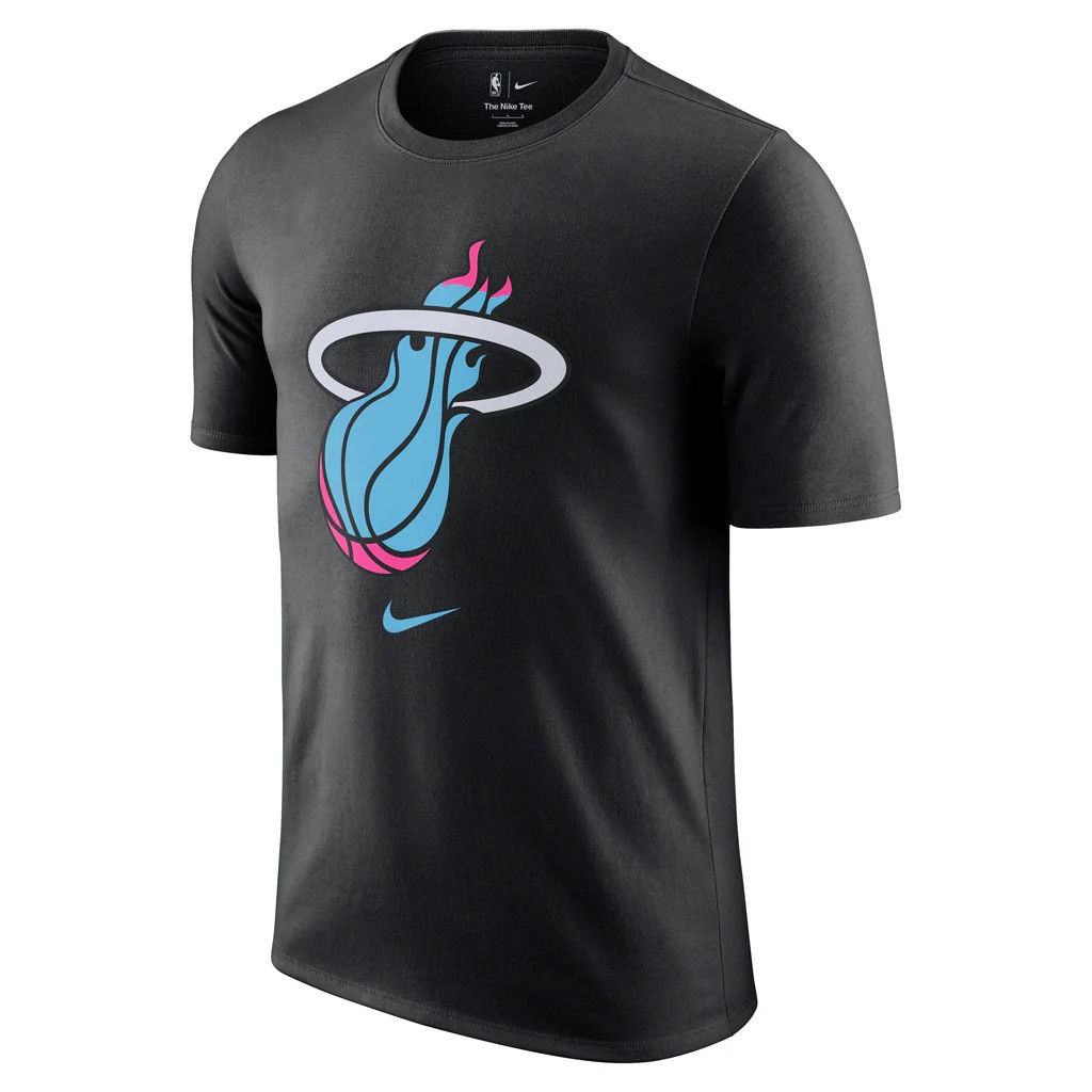 Nike Mens Miami Heat City Edition T-shirt Vice Blue Black South Beach XL NEW