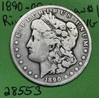 1890-CC Carson City Morgan Silver Dollar $1 Vg Very Good Rim Bump