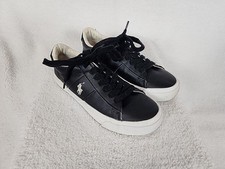 Polo Ralph Lauren Waylon Shoes Youth Sz 4 Black White Lace Up Sneakers Boys