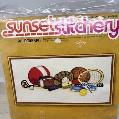Vtg Sunset Stitchery All American Crewel Embroidery Picture Kit NIP #2601 (1976)