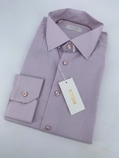 Eton Dress Shirt Mens XL 17 1/2 - 44 Pink Blue Striped Contemporary Fit Business