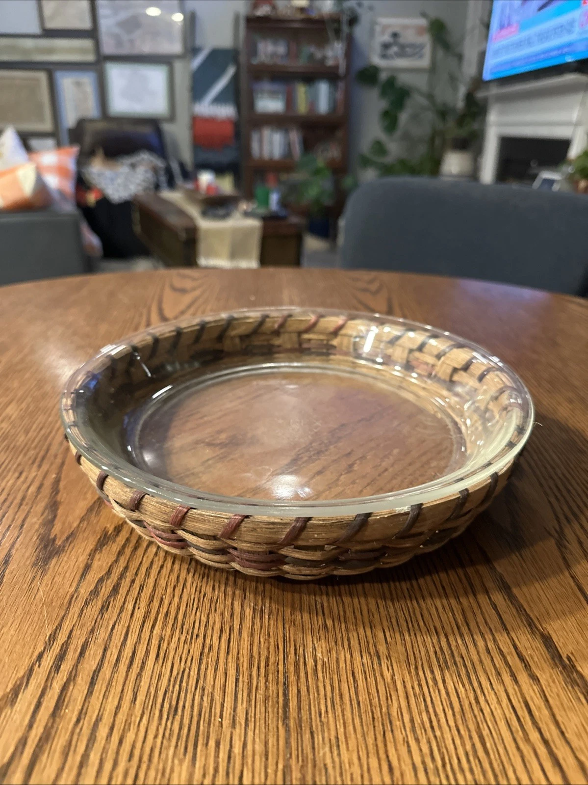 Vintage Pyrex Pie Plate Basket 209 Clear Glass 9”