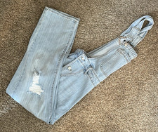 Wild Fable Overalls Womens XS Light Blue Denim Distressed Bib Jean Baggy Ripped
