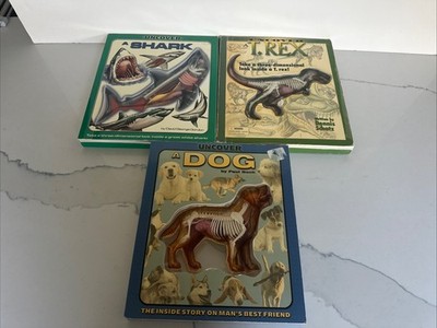 Lot of  3-Dimensional Books - Uncover A Dog, Shark, T. Rex (3 Bks)