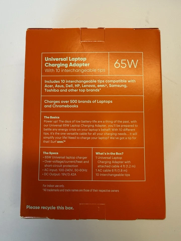 Cargador para portátil Onn Universal 65W con 10 puntas intercambiables Foto 4 de 4