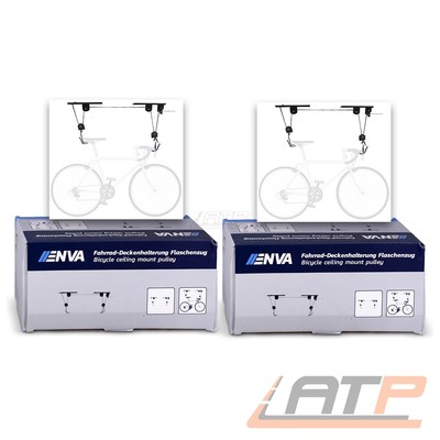 2x ENVA FAHRRAD DECKENHALTERUNG MIT FLASCHENZUG FAHRRADLIFT DECKENLIFT HALTER