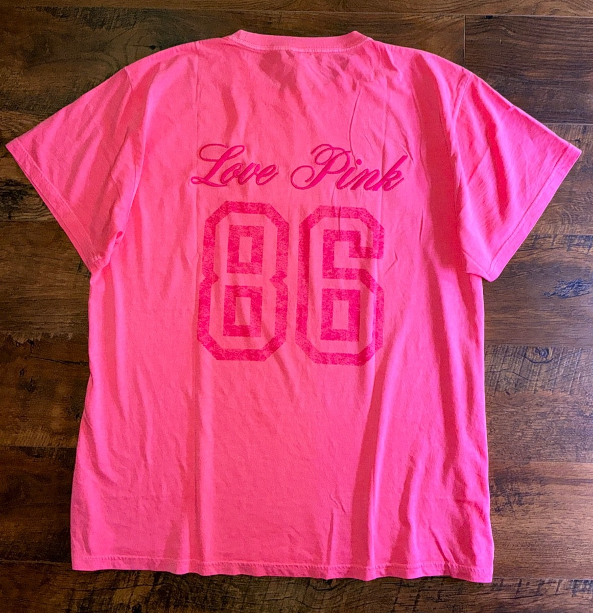 Victoria's Secret Pink Campus Short Sleeve Tee Shirt Vivid Pink