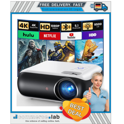 Tragbarer Full HD Projektor HAPPRUN H1 mit Bluetooth, 1080p