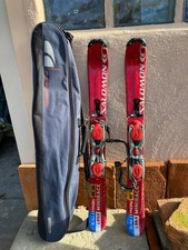 Salomon Mini Ski Snowblades Red Minirace 99.9 Cms + Waxed Bag Ready To Ski