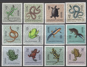 Poland 1963. Reptiles and Amphibians. Scott # 1134-1145. MNH, VF