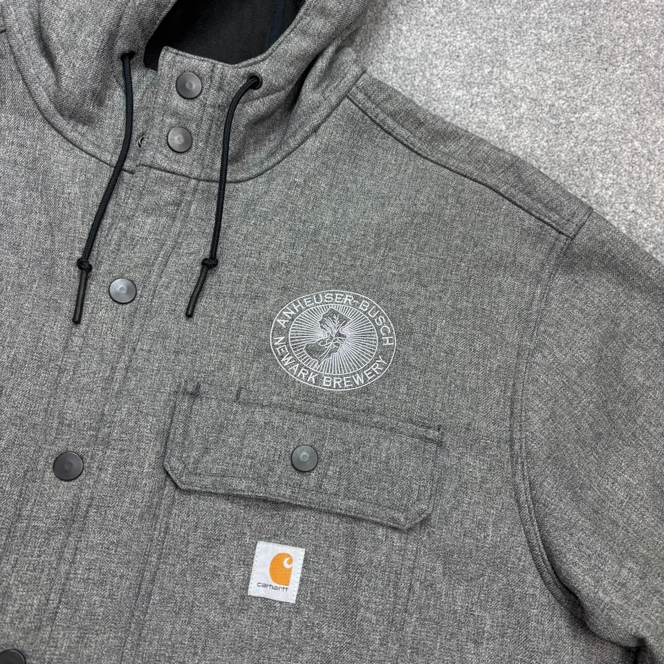 Carhartt Jacket Adult Large Grey Rain Defender Fleece Lined Work Hood Coat Men - Image 3 of 4