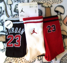 3 Pairs NIKE JORDAN "JUMPMAN" YOUTH/WOMEN'S DRI-FIT CREW SOCKS -Small 3Y-5Y/4-6