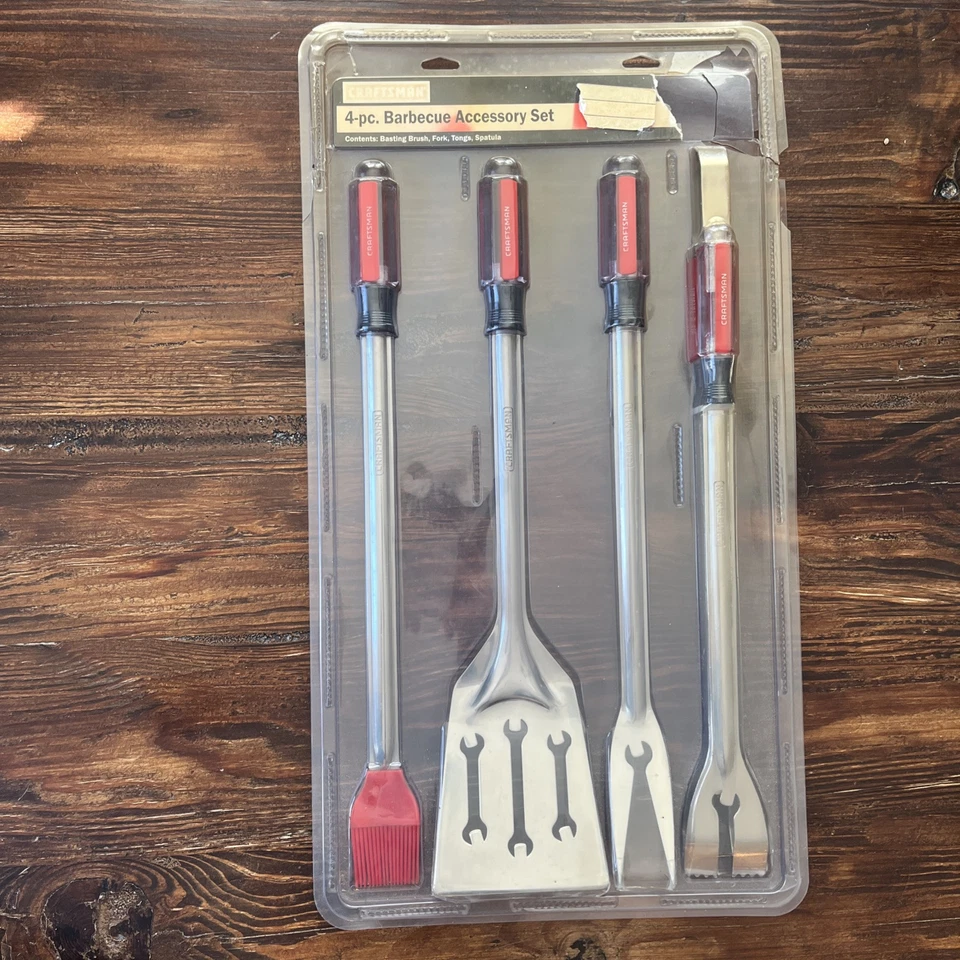 Juego de accesorios de parrilla de barbacoa de acero inoxidable Craftsman vintage nuevo en paquete Foto 2 de 4