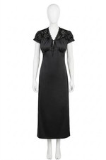 Adelyn Rae Lace-Trimmed Satin Midi Dress Black