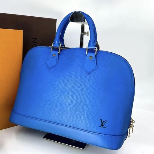 Louis Vuitton Alma PM Luxury handbag in bright blue epi leather