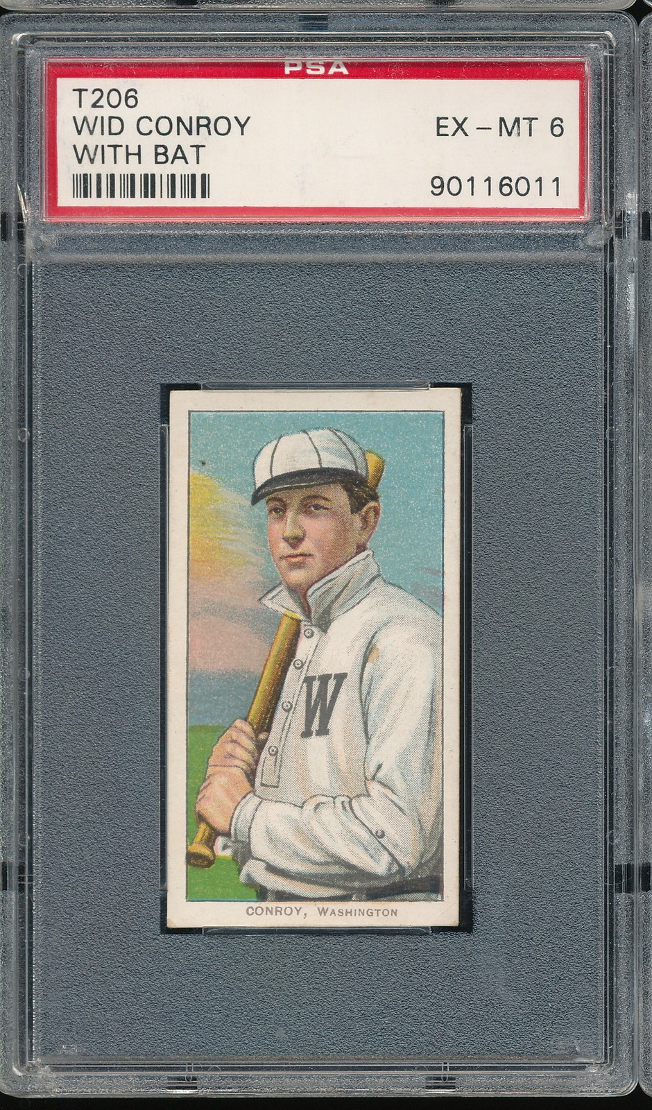T206 Piedmont 460/25 Wid Conroy (with Bat) PSA 6 - Washington
