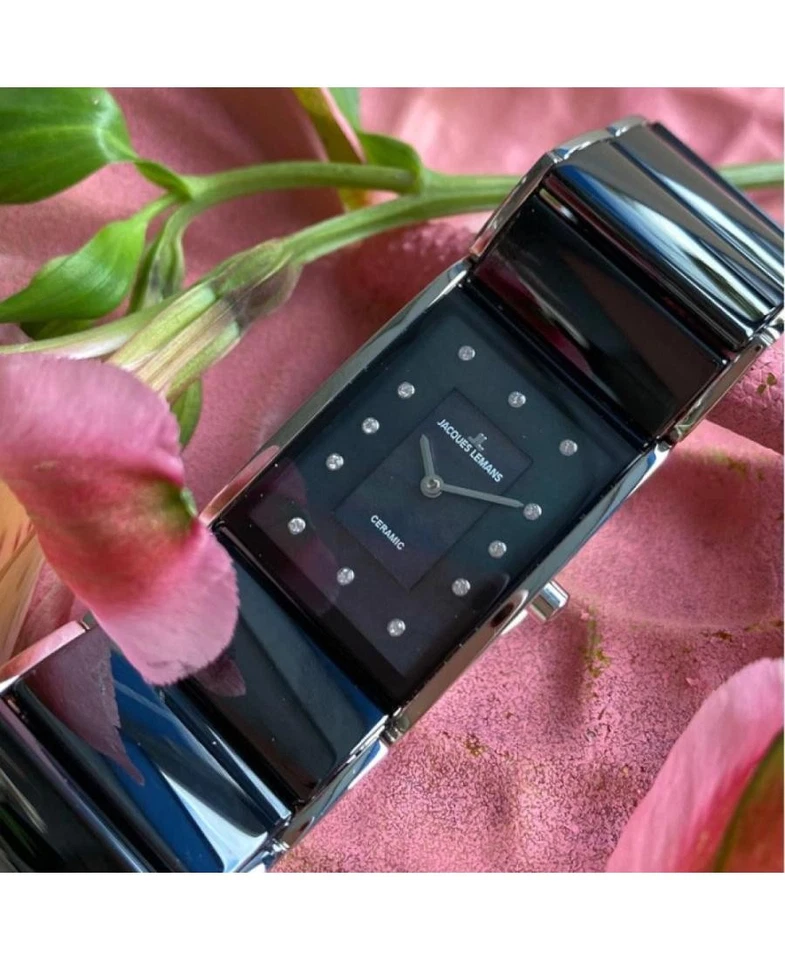 JACQUES LEMANS Mujer Reloj Analógico Cuarzo Informal Vestido Clásico Esfera Negra Impermeable Foto 2 de 4