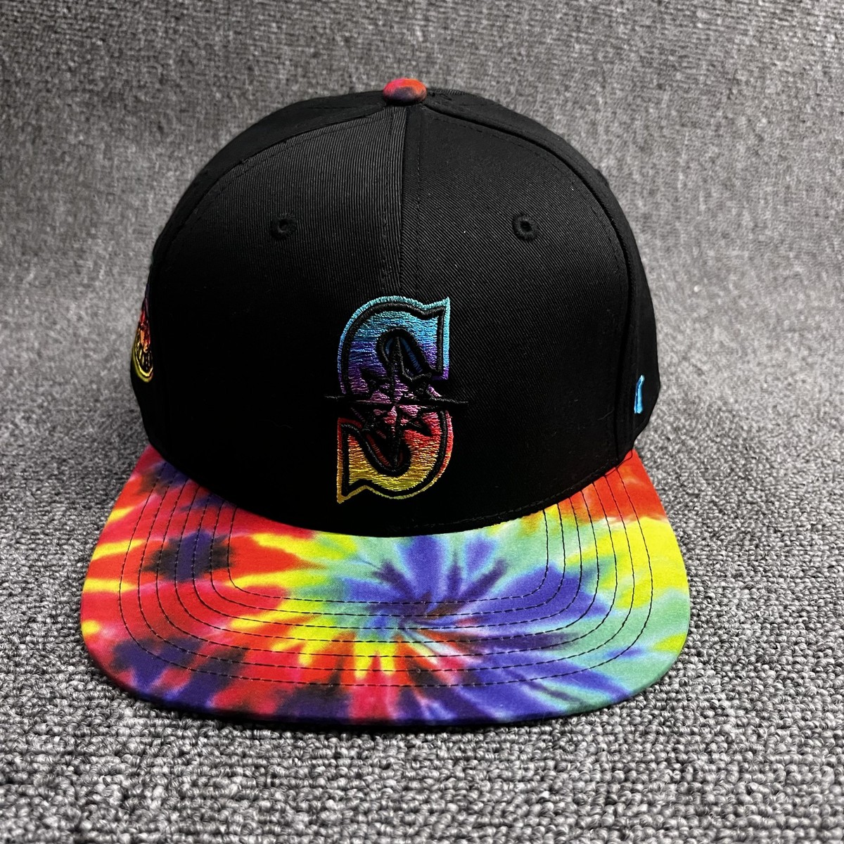 47 Brand Seattle Mariners Tie-Dye Brim Snapback Hat Cap Black Adjustable