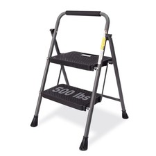 Folding 2-Step Ladder with Anti-Slip Platform and Handrail, Heavy Duty Steel,...