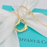 Tiffany & Co. 16mm Open Heart Pendant Gold 3.7g Necklace 16" Elsa Peretti