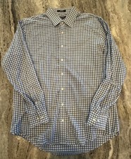 NWOT Nordstrom Shirt Mens 17 34-35 Blue  White Check Trim Fit
