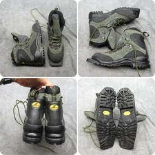 Karhu Nomad Ski Boots Mens 8 Green Cross Country 3 Hole Vibram Leather Nomad
