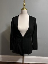 Elegant Black Blazer with Open Sleeves Size: M