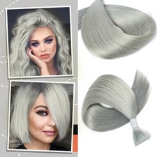 Grey Hair 100 Remy Human Hair Bulk Brazilian Straight Braiding Hair Extension