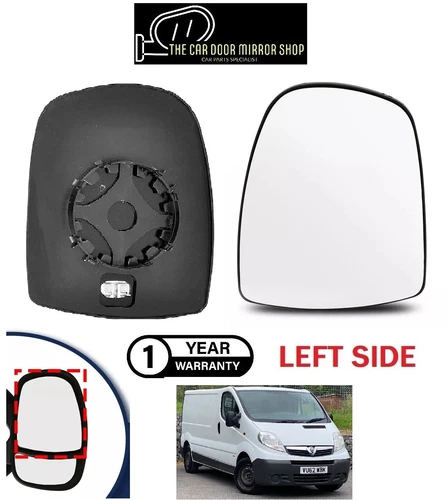 Fit Vauxhall Vivaro 2001-2014 Left Side Wing Door Mirror Glass With Heated Base