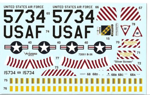 Warbird 'Silver Screen' B-36D Peacemaker, SAC Film Decals 1/72 051 - Picture 1 of 2
