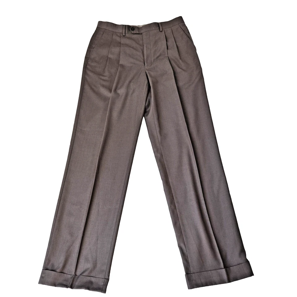 Lauren Ralph Lauren Mens Pants 32x32 Brown Pleated Cuffed Preppy Career Academia - Image 3 of 4
