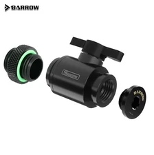 Barrow G1/4" Mini Water Valve Drain Valve + Male to Male Fitting Stop Plug Black