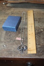 Silver Tone Costume Jewelry Necklace Skull and Wolf's Heads Fantasy GOT Stark