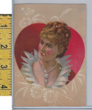 Victorian Card, 1890's, Culture  People, Girl in Red Dress A116 