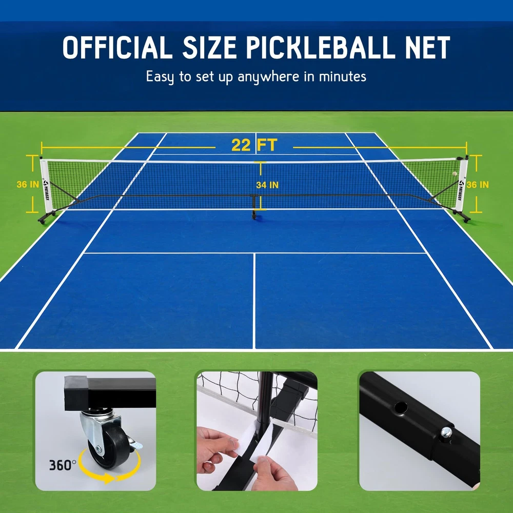 Pickleball Net Set with Wheels and Pickleball Court Marking Kit 22 FT Regulat... Pickleball Net Set with Wheels and Pickleball Court Marking Kit 22 FT Regulat...