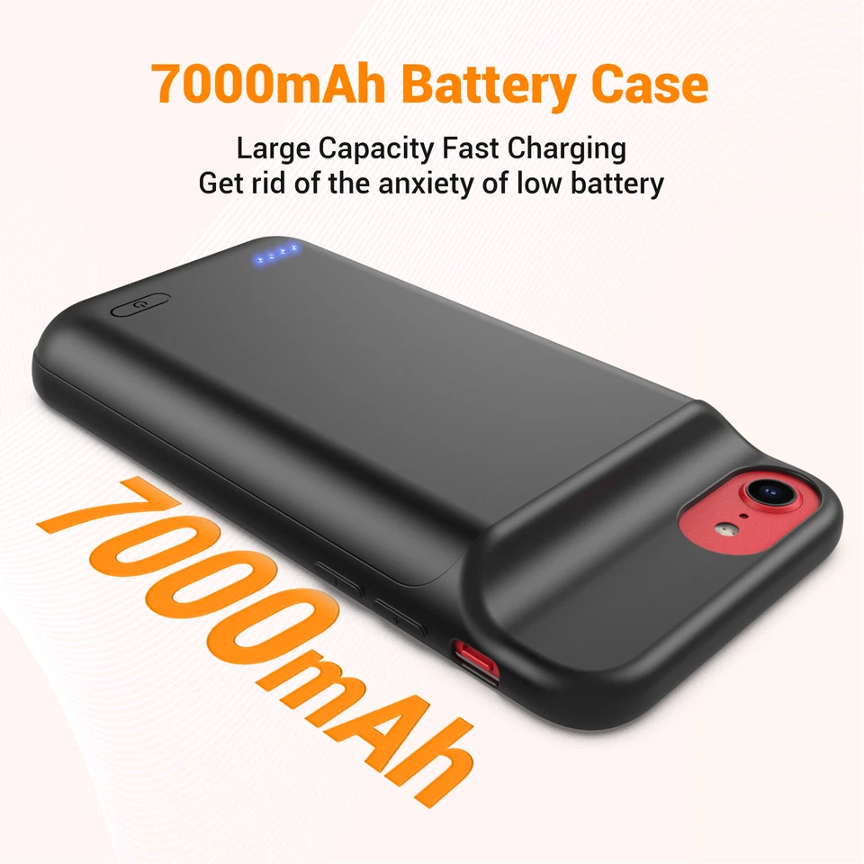 Estuche de batería externo cargador para iPhone 8 7 banco de alimentación cubierta de carga rápida Foto 3 de 4